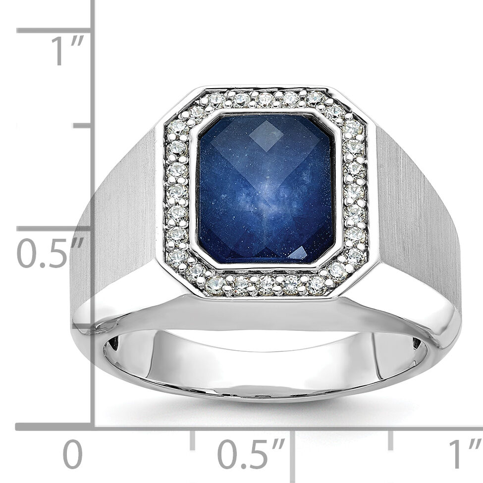 14k White Gold IBGoodman Satin Sapphire Doublet/Diamond Complete Ring-B52137