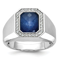 14k White Gold IBGoodman Satin Sapphire Doublet/Diamond Complete Ring-B52137