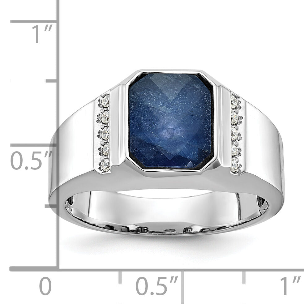 14k White Gold IBGoodman Sapphire Doublet/Diamond Complete Ring-B52138