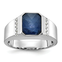 14k White Gold IBGoodman Sapphire Doublet/Diamond Complete Ring-B52138