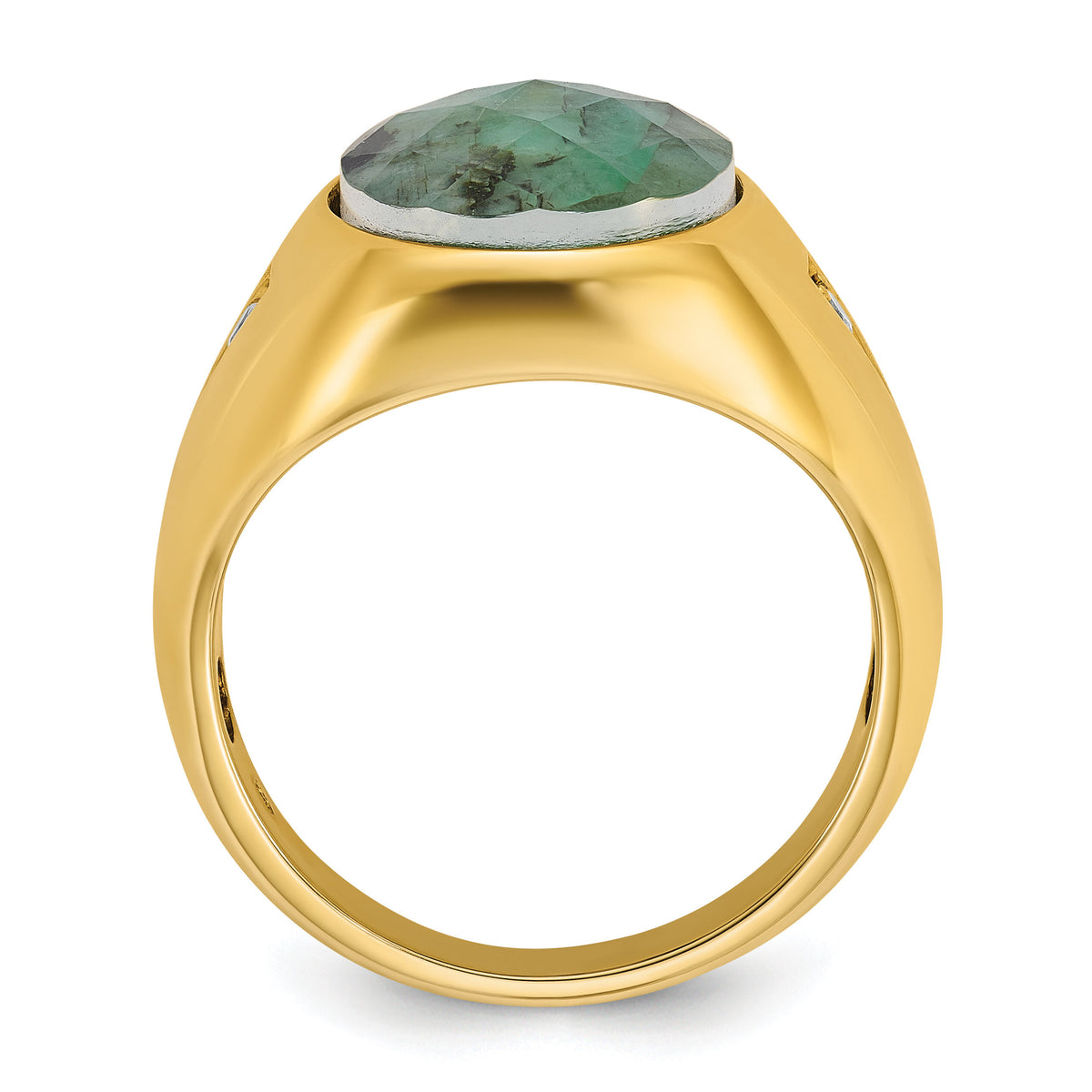 10k IBGoodman Men's Oval Gemstone and Diamond Ring Mounting-B52139