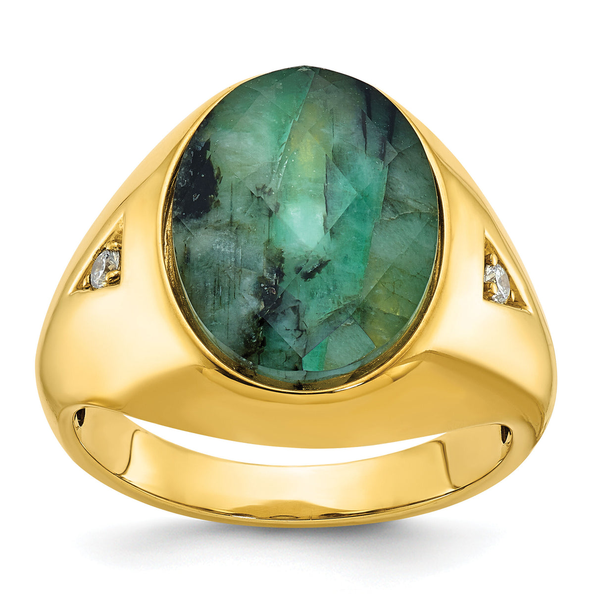 10k IBGoodman Men's Oval Gemstone and Diamond Ring Mounting-B52139