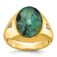 10k IBGoodman Men's Oval Gemstone and Diamond Ring Mounting-B52139