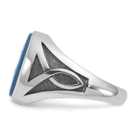 14k White Gold w/Blk Rhodium IBGoodman Blue Agate Complete Ring-B52143