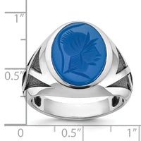 14k White Gold w/Blk Rhodium IBGoodman Blue Agate Complete Ring-B52143
