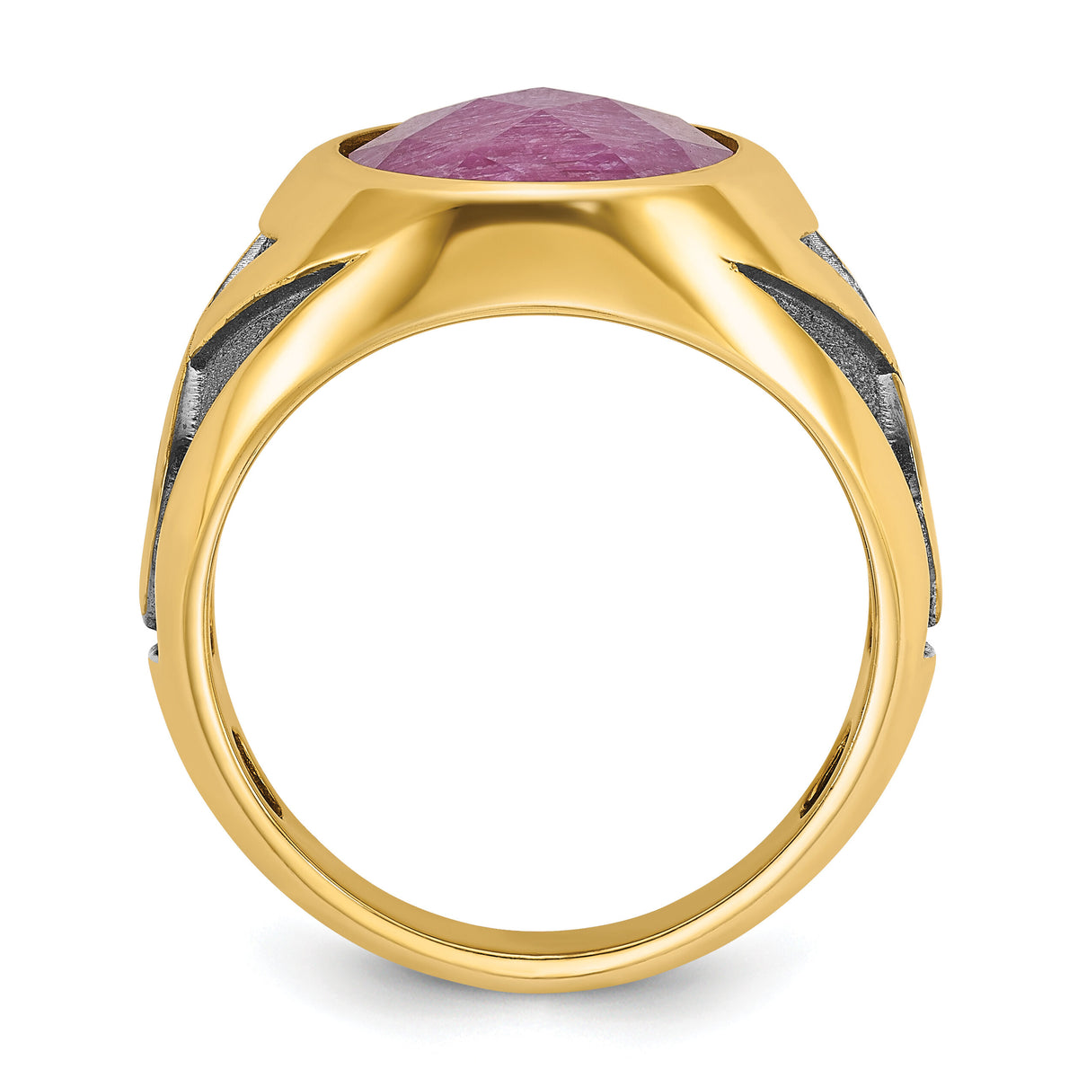 14k IBGoodman Men's w/Black Rhodium Ruby Doublet Stone Complete Ring-B52144