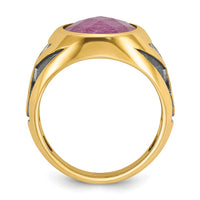 14k IBGoodman Men's w/Black Rhodium Ruby Doublet Stone Complete Ring-B52144