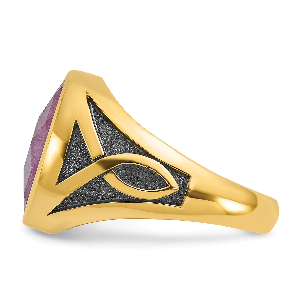 14k IBGoodman Men's w/Black Rhodium Ruby Doublet Stone Complete Ring-B52144