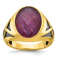 14k IBGoodman Men's w/Black Rhodium Ruby Doublet Stone Complete Ring-B52144