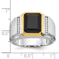 10k Two-tone IBGoodman Men's Polished and Satin Onyx Diamond Ring Mounting-B52162