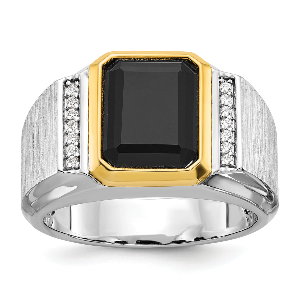 10k Two-tone IBGoodman Men's Polished and Satin Onyx Diamond Ring Mounting-B52162