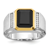 10k Two-tone IBGoodman Men's Polished and Satin Onyx Diamond Ring Mounting-B52162