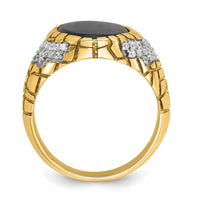 14k IBGoodman Men's Onyx and Diamond Nugget Complete Ring-B52164