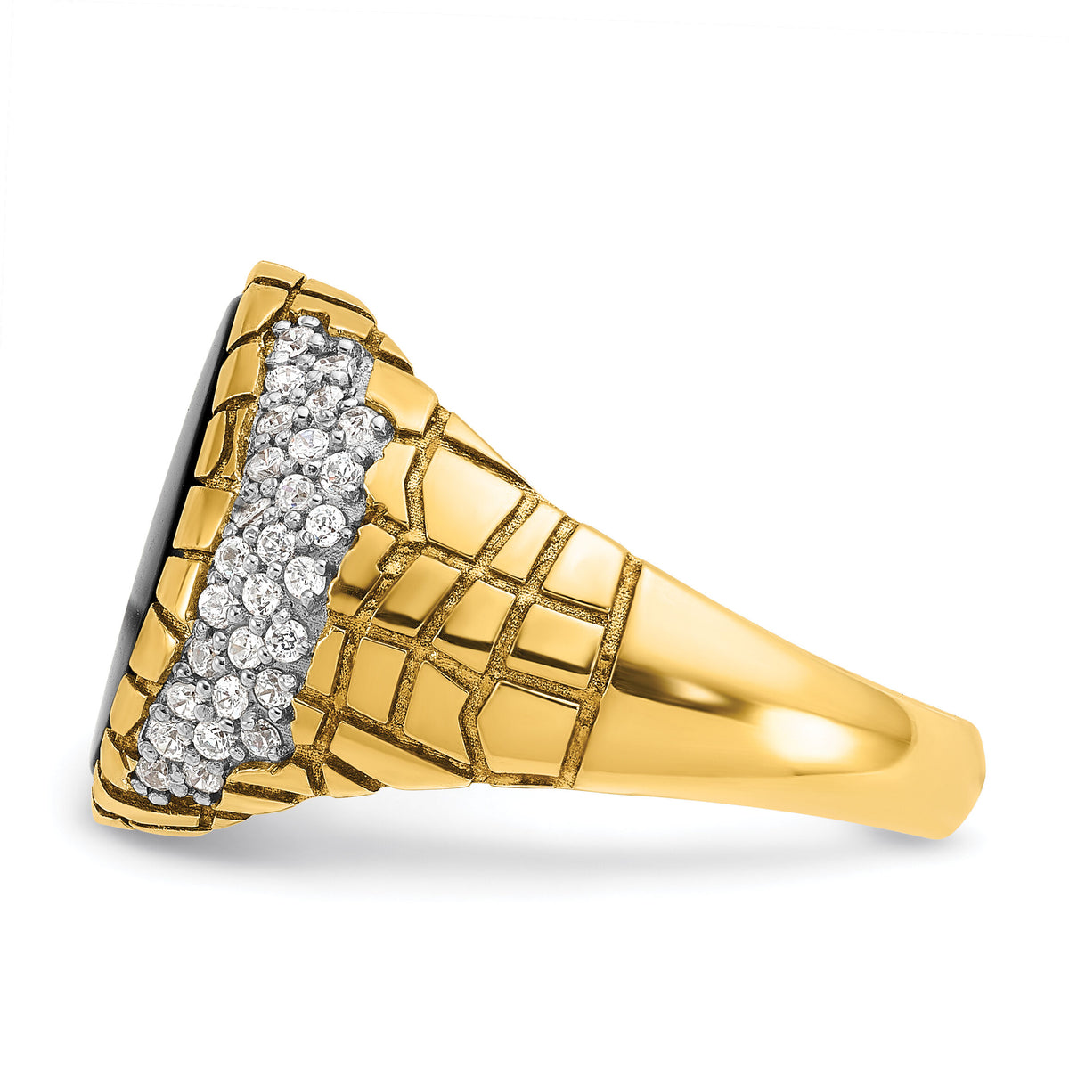 14k IBGoodman Men's Onyx and Diamond Nugget Complete Ring-B52164