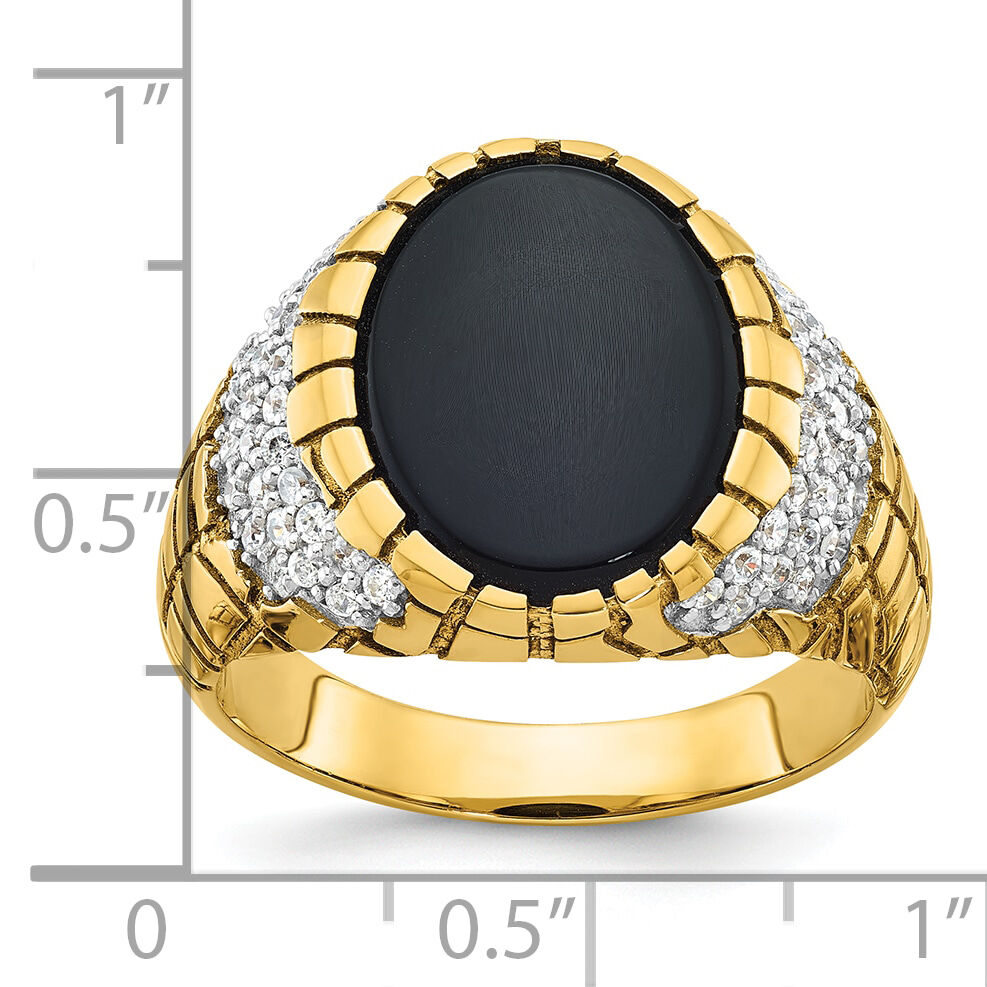 14k IBGoodman Men's Onyx and Diamond Nugget Complete Ring-B52164