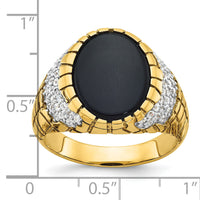 14k IBGoodman Men's Onyx and Diamond Nugget Complete Ring-B52164