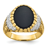 14k IBGoodman Men's Onyx and Diamond Nugget Complete Ring-B52164
