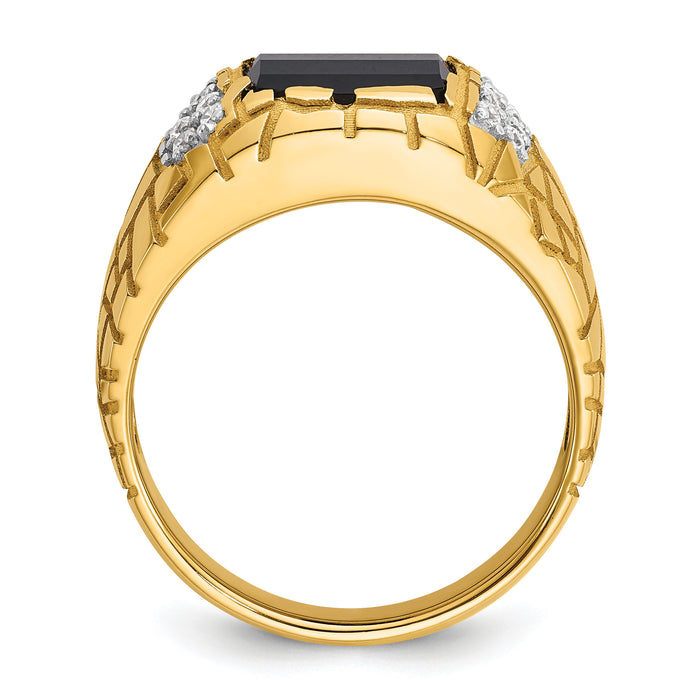 10k IBGoodman Men's Polished & Nugget Texture Gemstone Ring Mtg-B52165