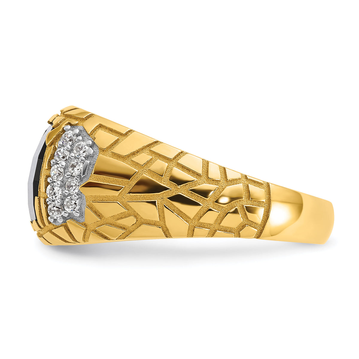 10k IBGoodman Men's Polished & Nugget Texture Gemstone Ring Mtg-B52165