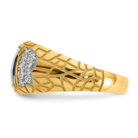 10k IBGoodman Men's Polished & Nugget Texture Gemstone Ring Mtg-B52165