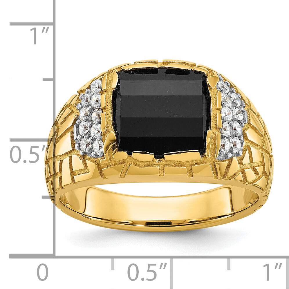 10k IBGoodman Men's Polished & Nugget Texture Gemstone Ring Mtg-B52165