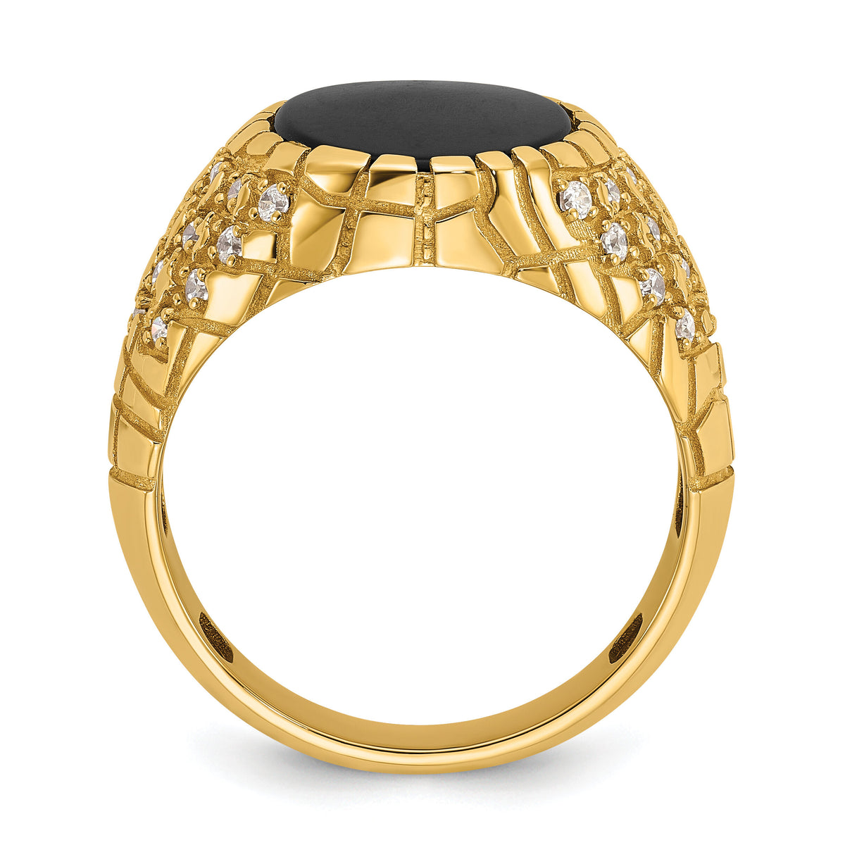 14k IBGoodman Men's Onyx and Diamond Nugget Complete Ring-B52169