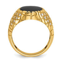 14k IBGoodman Men's Onyx and Diamond Nugget Complete Ring-B52169
