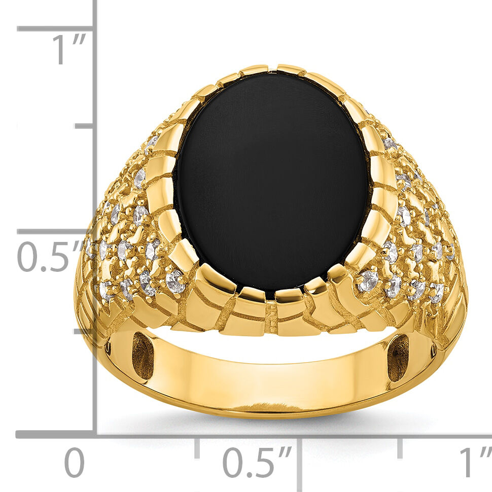 14k IBGoodman Men's Onyx and Diamond Nugget Complete Ring-B52169