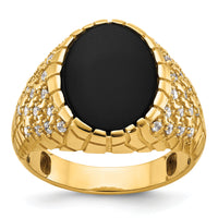 14k IBGoodman Men's Onyx and Diamond Nugget Complete Ring-B52169