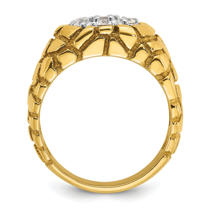 14k Two-Tone 1 ct Lab Grown Dia VS/SI+ G+ Textured Cluster Nugget Ring-B55078