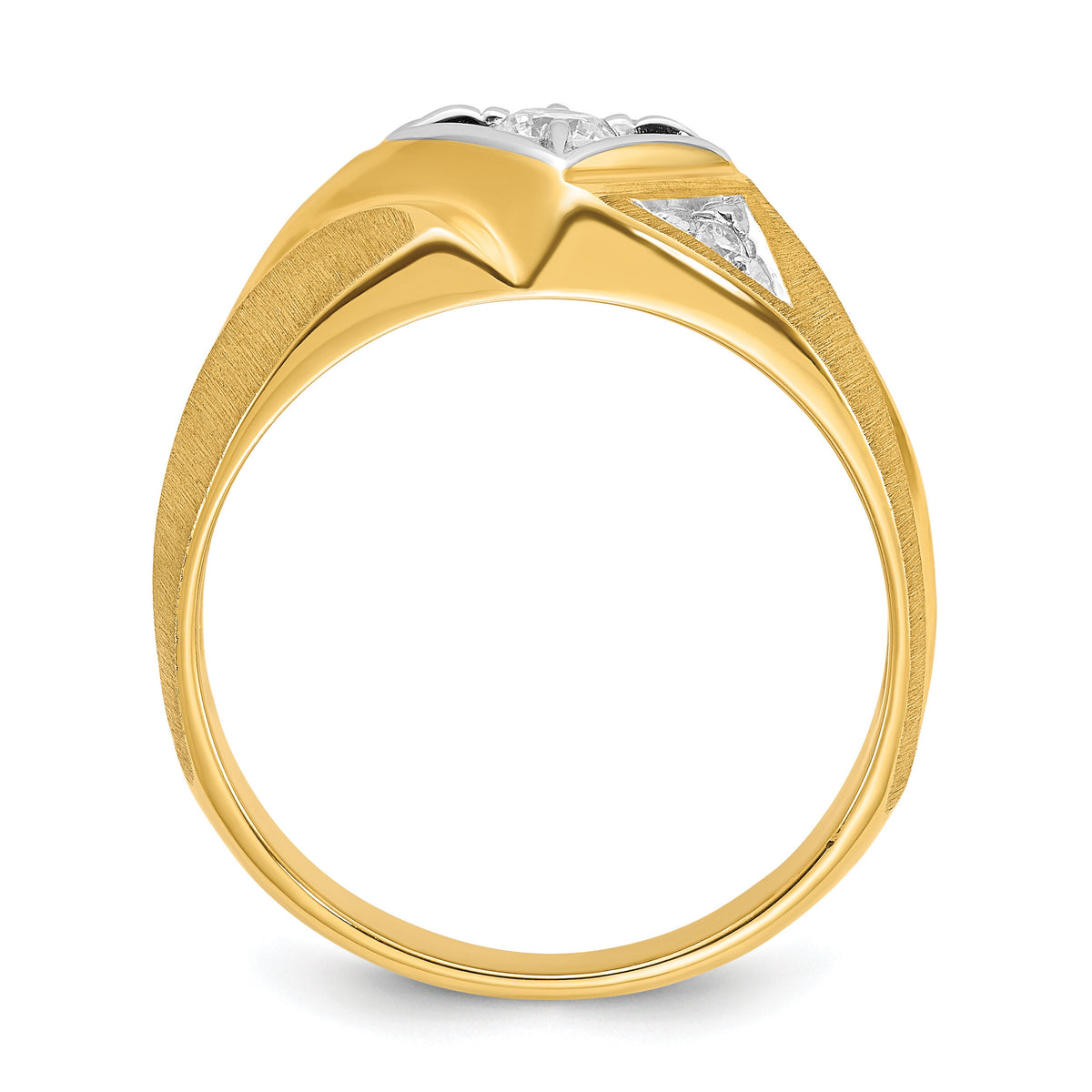 14k Two-Tone IBGoodman Men's Satin Diamond Complete Ring-B55223