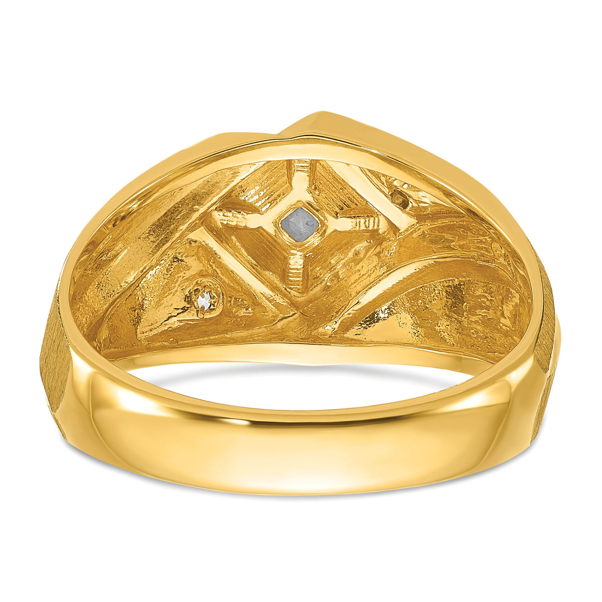 14k Two-Tone IBGoodman Men's Satin Diamond Complete Ring-B55223