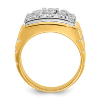14k w/ White Rhodium Polished Satin & Grooved Men's Cluster Ring Mounting-B55254