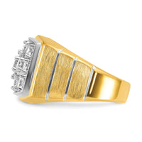 14k w/ White Rhodium Polished Satin & Grooved Men's Cluster Ring Mounting-B55254