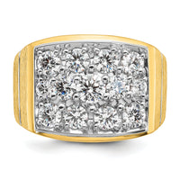 14k w/ White Rhodium Polished Satin & Grooved Men's Cluster Ring Mounting-B55254