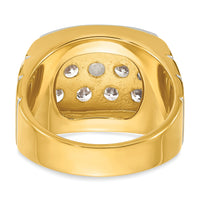 14k w/ White Rhodium Polished Satin & Grooved Men's Cluster Ring Mounting-B55254