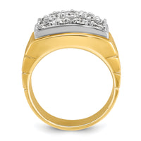 14ktt IBGoodman Men's Polished Satin & Grooved Cluster Diamond Ring-B55256