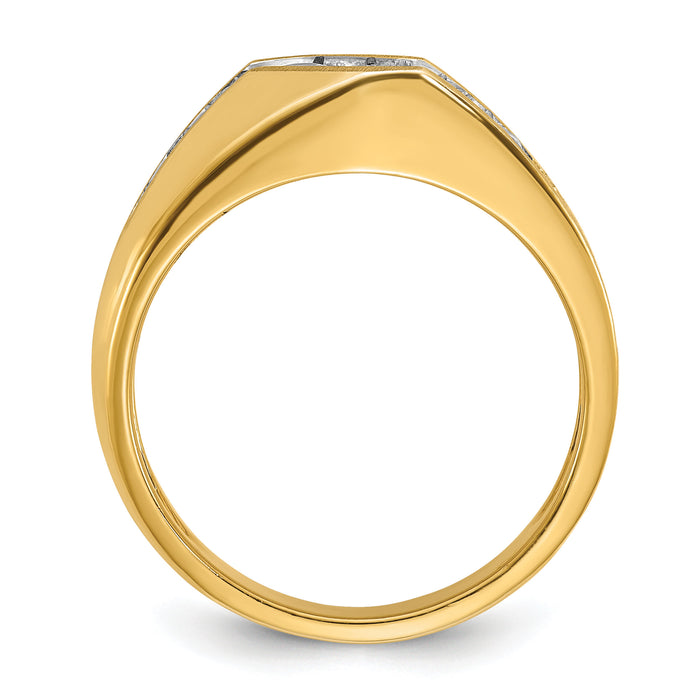 14k IBGoodman Men's Polished and Satin Diamond Ring-B55966