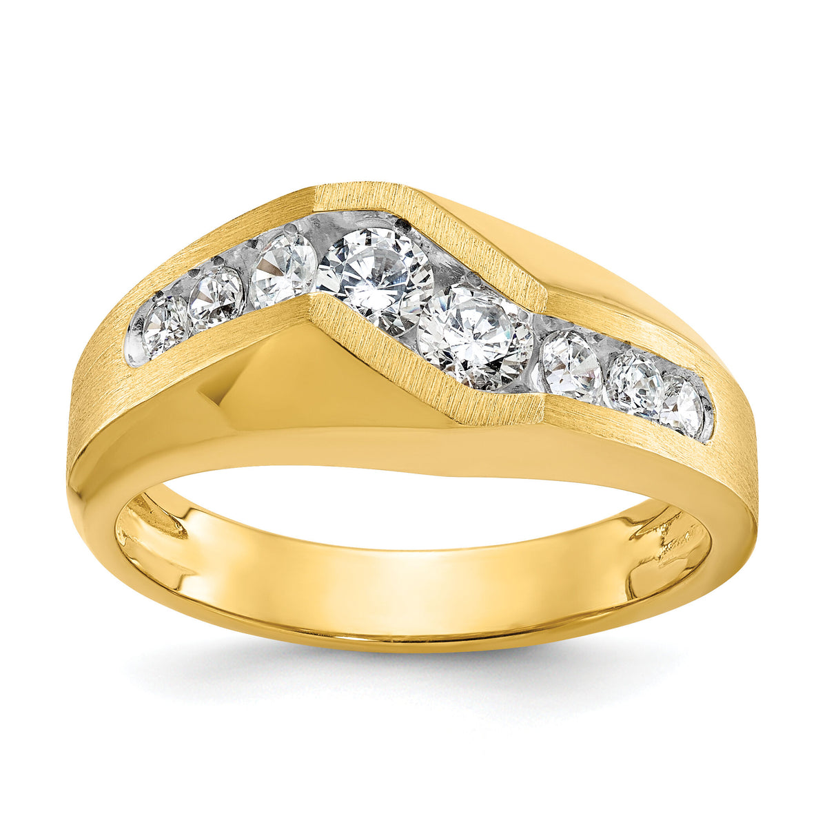 14k IBGoodman Men's Polished and Satin Diamond Ring-B55966