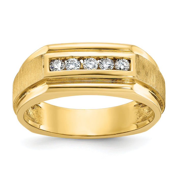 IBGoodman 14k Polished/Satin 5 Stone Men's Ring Mounting-B56116
