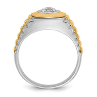 10k Two-tone IBGoodman Men's Polished Satin & Textured Diamond Ring-B56392