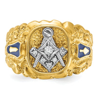 10ktt IBGoodman Men's Nugget Texture Blue Lodge Masonic Ring Mtg-B56456