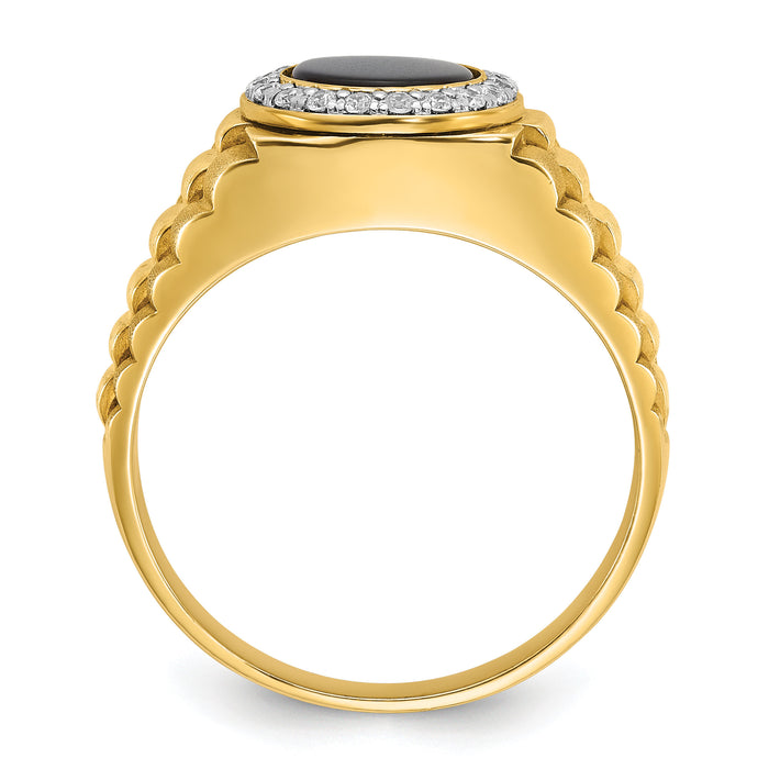 10k Two-tone IBGoodman Men's Onyx and Diamond Ring Mounting-B56510