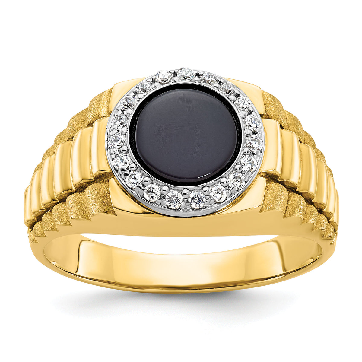 10k Two-tone IBGoodman Men's Onyx and Diamond Ring Mounting-B56510