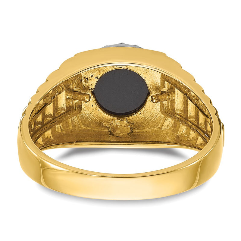 14k Two-tone IBGoodman Men's Onyx and 1/5 carat Diamond Complete Ring-B56510-4YWOX/AA