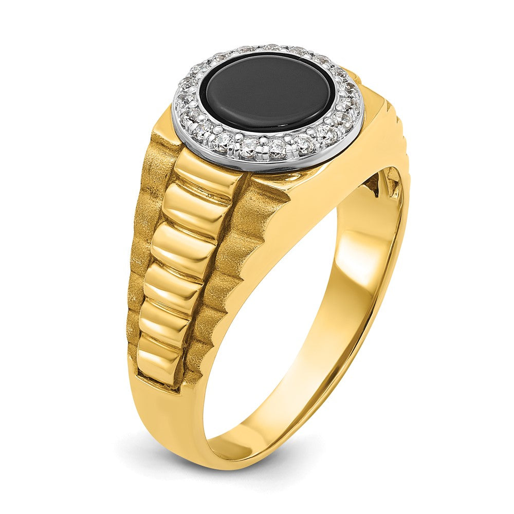 14k Two-tone IBGoodman Men's Onyx and 1/5 carat Diamond Complete Ring-B56510-4YWOX/AA