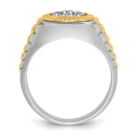 14ktt IBGoodman Men's Polished Satin & Textured Diamond Cluster Ring-B56512
