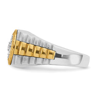 14ktt IBGoodman Men's Polished Satin & Textured Diamond Cluster Ring-B56512