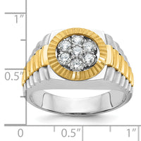 14ktt IBGoodman Men's Polished Satin & Textured Diamond Cluster Ring-B56512