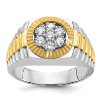 14ktt IBGoodman Men's Polished Satin & Textured Diamond Cluster Ring-B56512